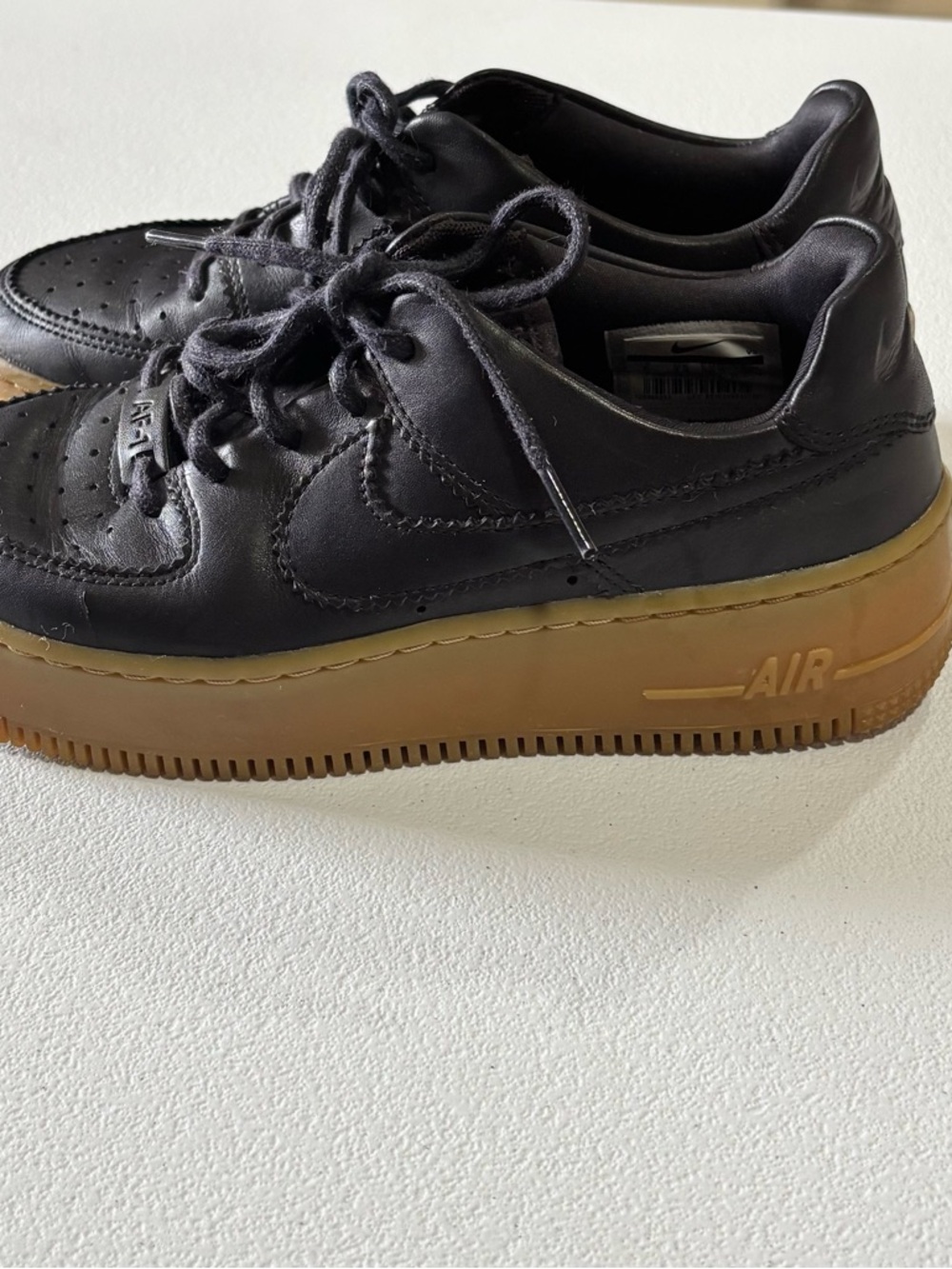 Nike Black Leather Sneakers with Gum Sole - Picture 4 of 5